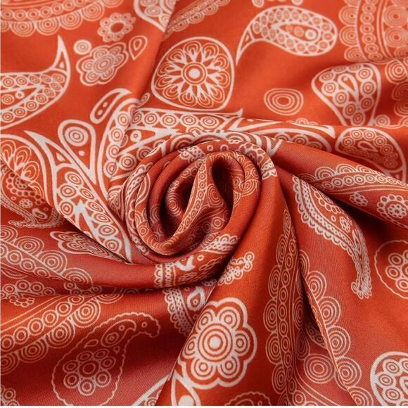 Orange pattern Silky Neck Scarf main image 4